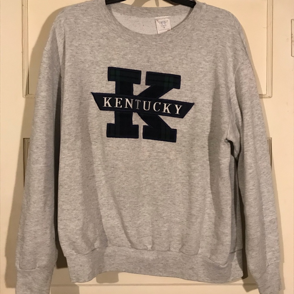 Vintage Kentucky sweater with Blue & Green Plaid K